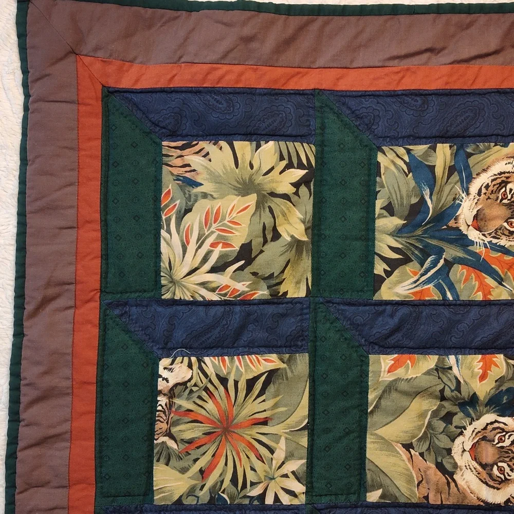 Beautiful Tiger Handmade Small Quilt With Tigers
